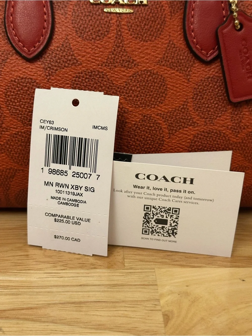 Coach Red Signature Mini Satchel with Gold Hardware